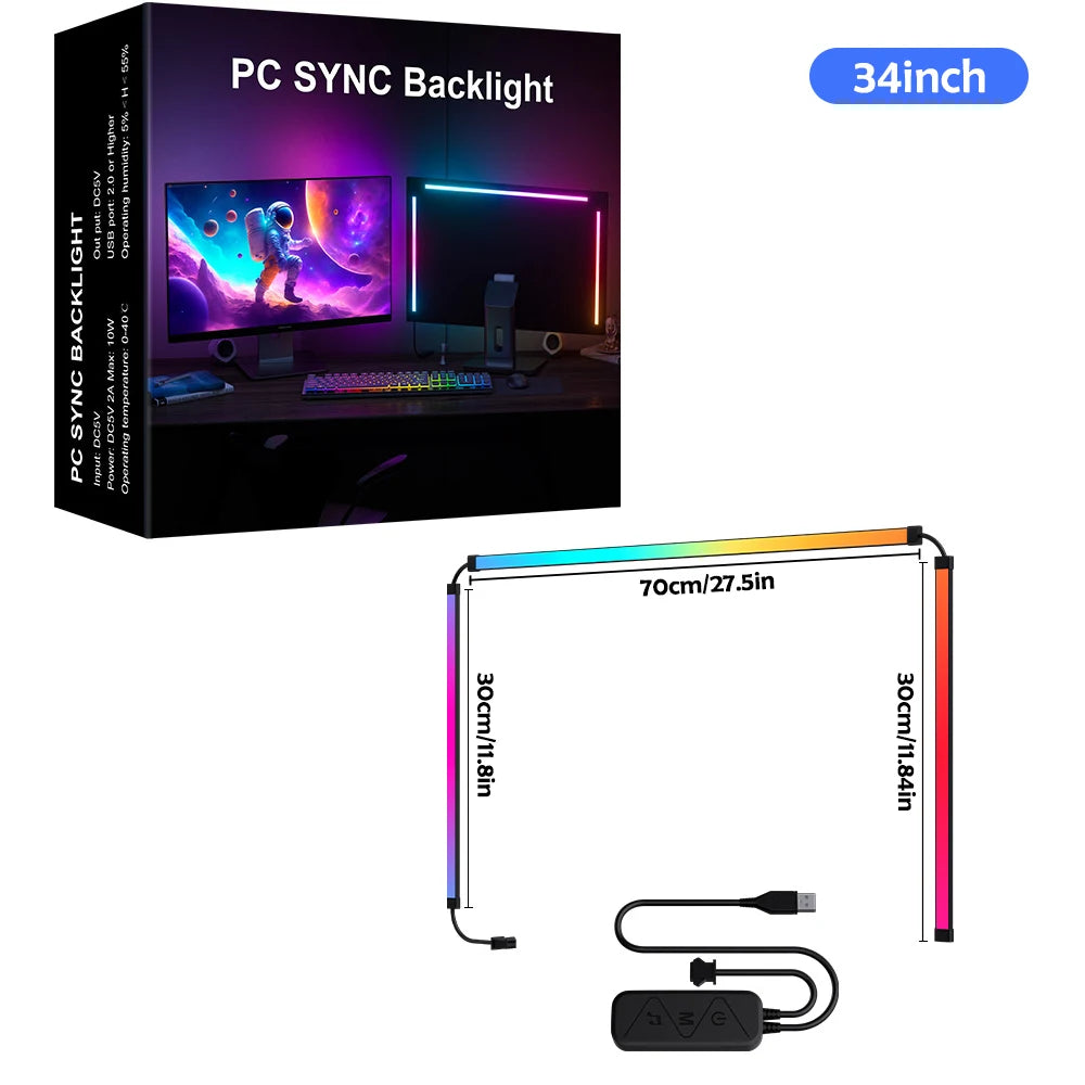 Bande lumineuse de jeu RGB, rétro-éclairage, affichage LED, synchronisation, écran d'ambiance PC, application de synchronisation musicale, décor de salle de jeu, fête