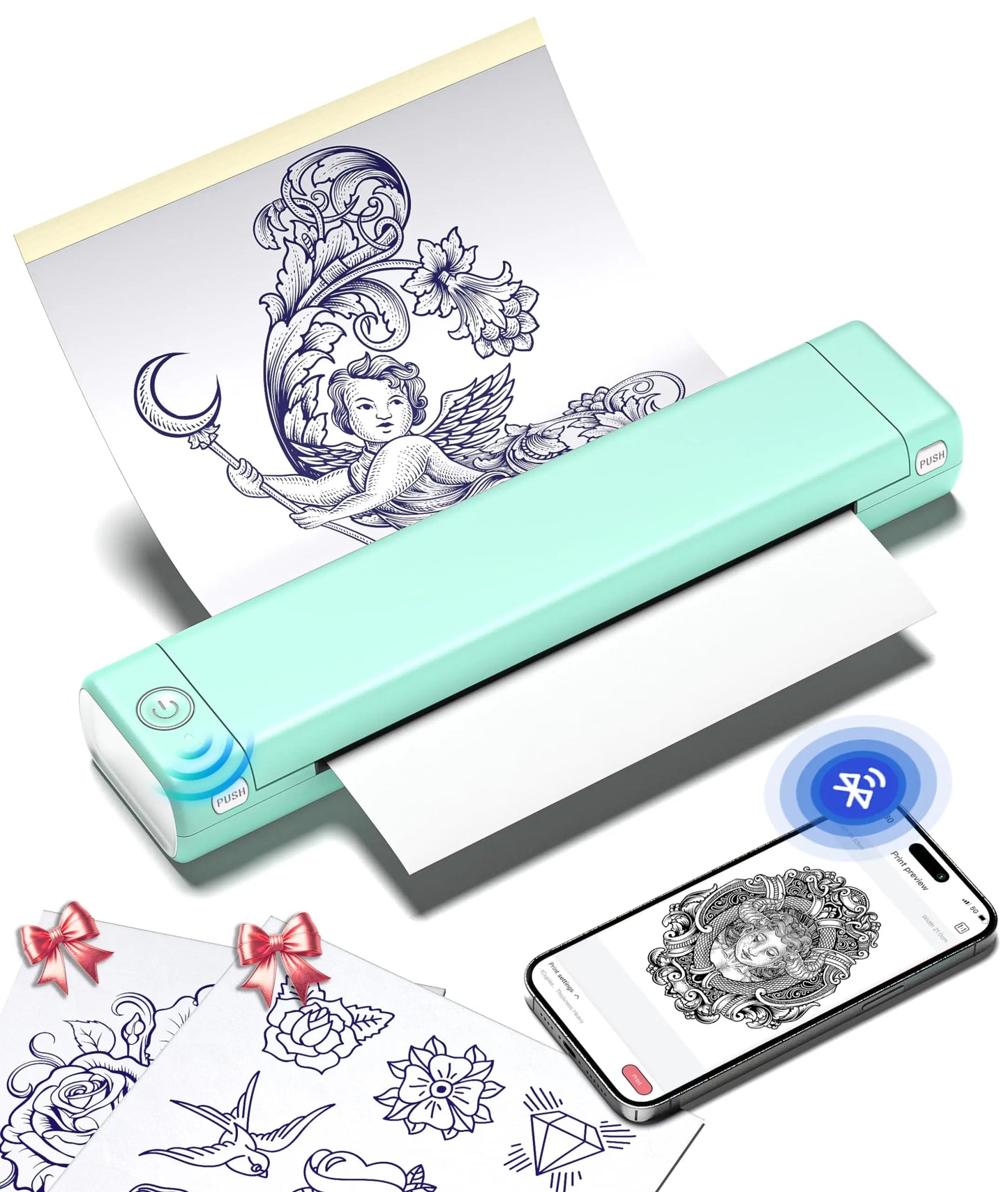 Phomemo - Impresora de esténciles de tatuajes Bluetooth, máquina de tatuar inalámbrica M08F con 10 papeles de transferencia gratis, para artistas y principiantes