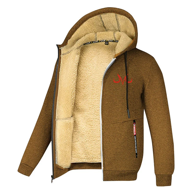 Chaquetas para hombre estampadas con forro polar sherpa, abrigos cálidos de invierno de felpa con bolsillos con cremallera, sudadera con capucha y cremallera, conjuntos para exteriores