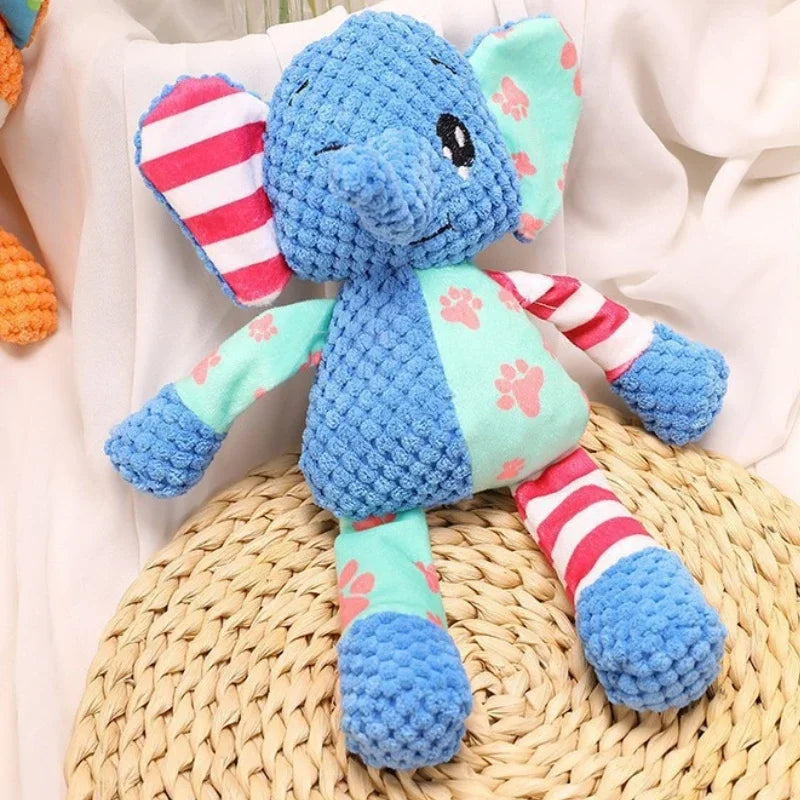 Jouet en peluche pour chien, mignon renard, éléphant, résistant aux morsures, interactif, grinçant, jouet à mâcher, nettoyage des dents de chien, poupée sonore, jouet à mâcher