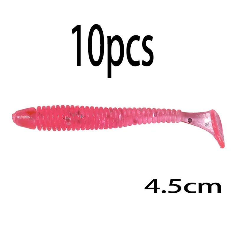 Leurre souple en silicone 4,5 cm avec queue en T — nageur, pêche carpe, black-bass, brochet