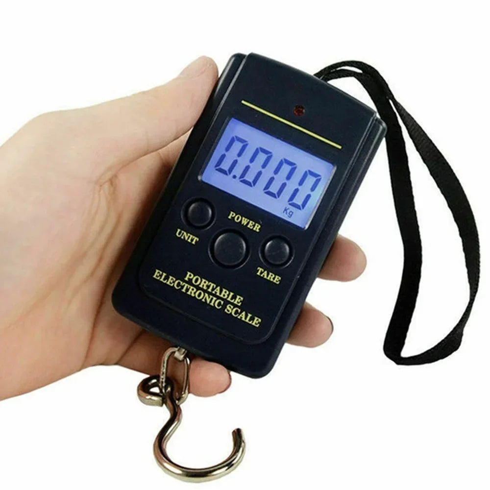 FLYSAND 110lb/50kg Balance électronique rétro-éclairé écran LCD avec ruban à mesurer Balance numérique pêche crochet suspendu Balance outil