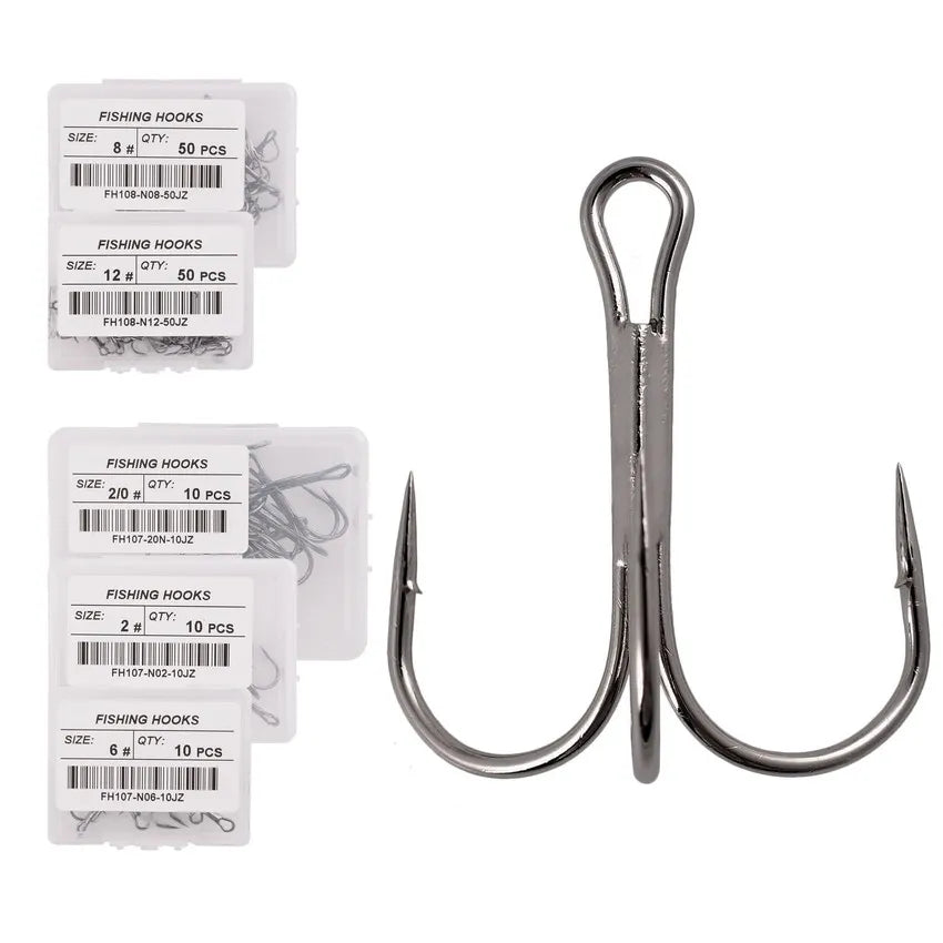 Hameçons triples de pêche aiguisés blancs, matériel de pêche au poisson, outils et accessoires, 10 pièces/boîte