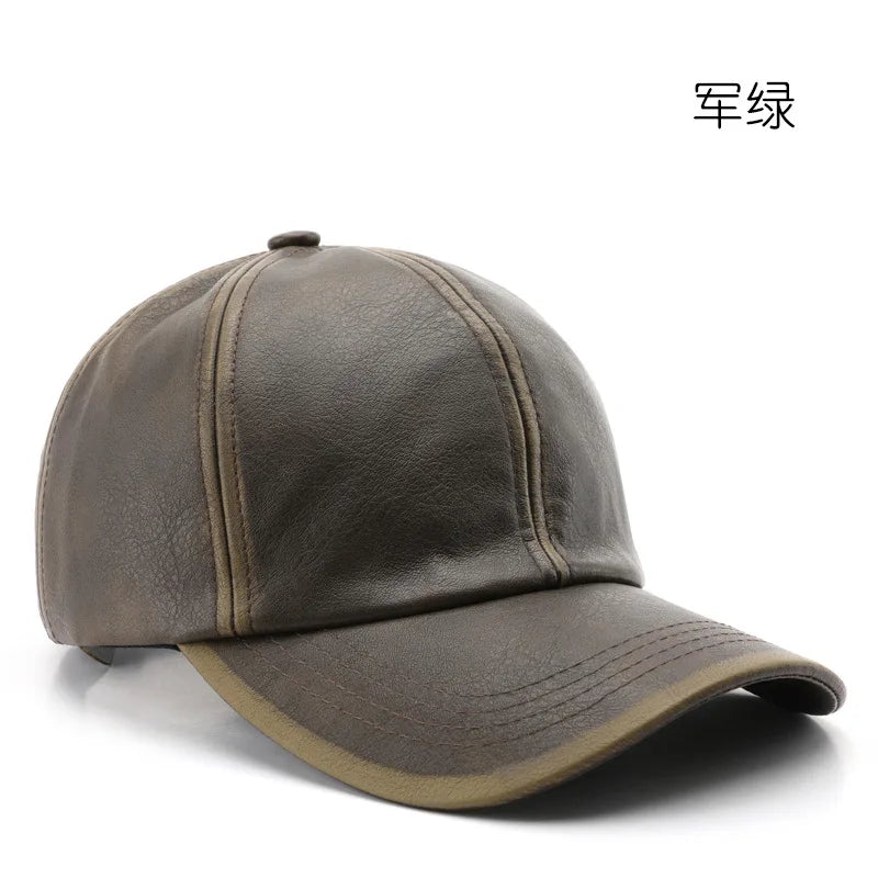 Casquette de baseball en cuir pour hommes et femmes — snapback, street, hip hop, trucker, hiver