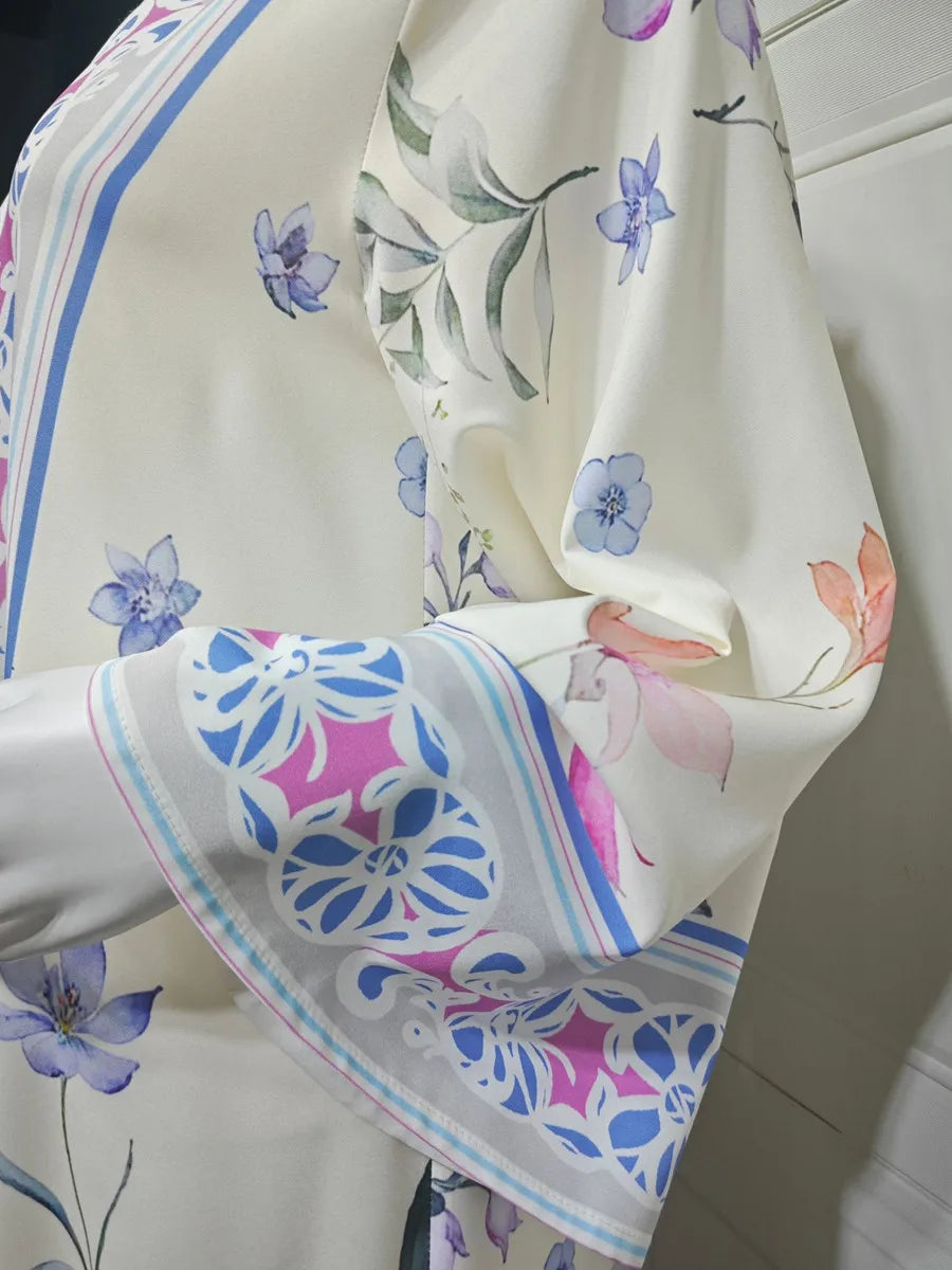 Femmes musulmanes dubaï Abaya luxe imprimé fleuri Kimono Cardigan Hijab Robe longue caftan Ramadan Robe Femme Islam vêtements Kebaya