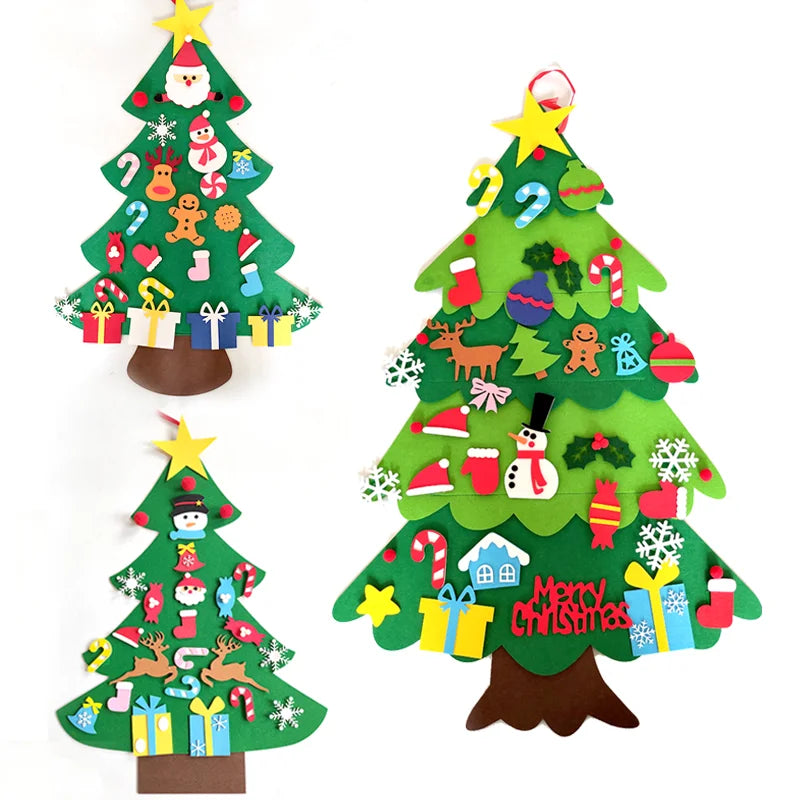 Árbol de Navidad de fieltro, decoración para el hogar, Año Nuevo 2022, adornos navideños, regalos para niños, DIY