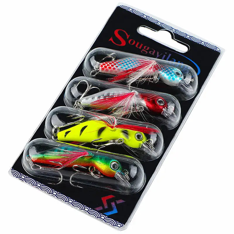 Sougayilang ensemble d'appâts De pêche 4 pièces Wobbler crochet Anti-corrosion leurre De pêche au bar pour matériel De pêche à la carpe De mer