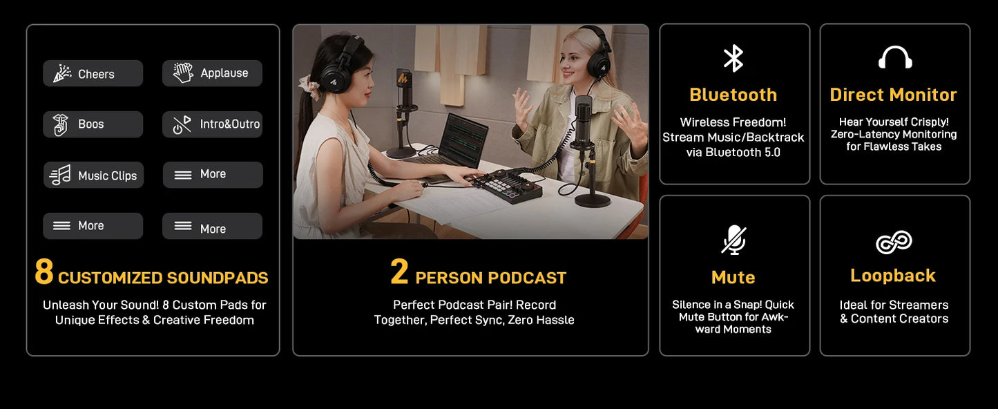 Interface Audio Double XLR — Podcast, Streaming & Gaming Professionnel
