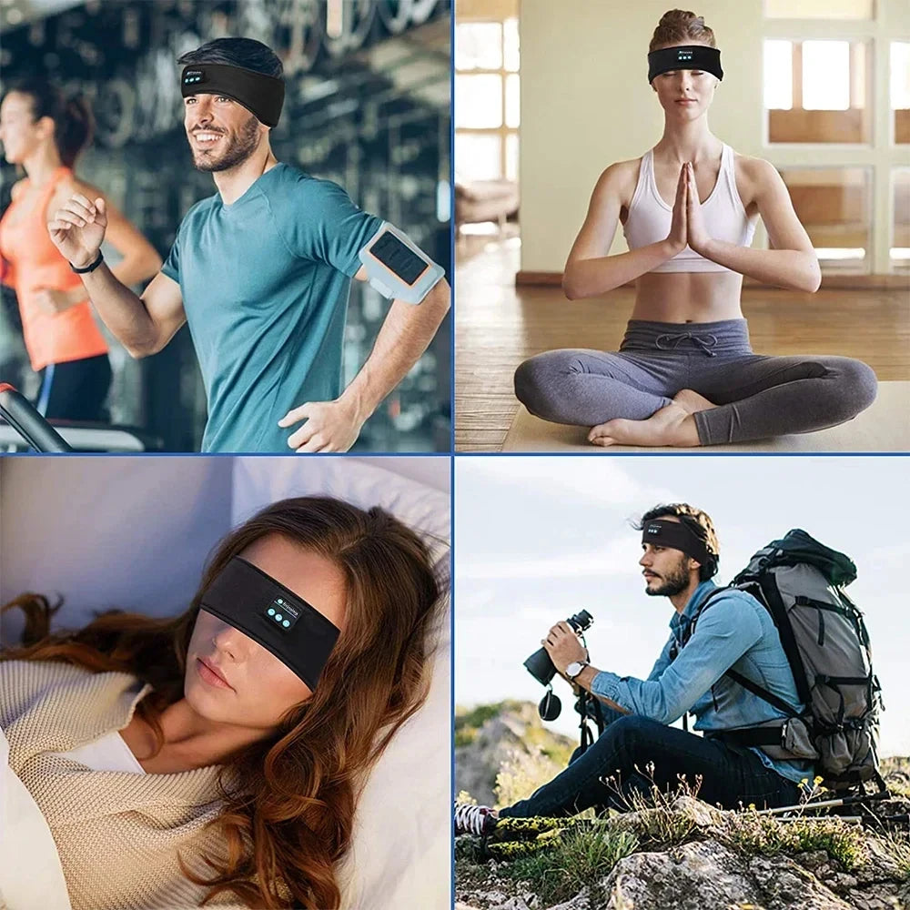Casque Bluetooth 5.0 bandeau de couchage — écouteurs sport sans fil, masque pour les yeux, musique