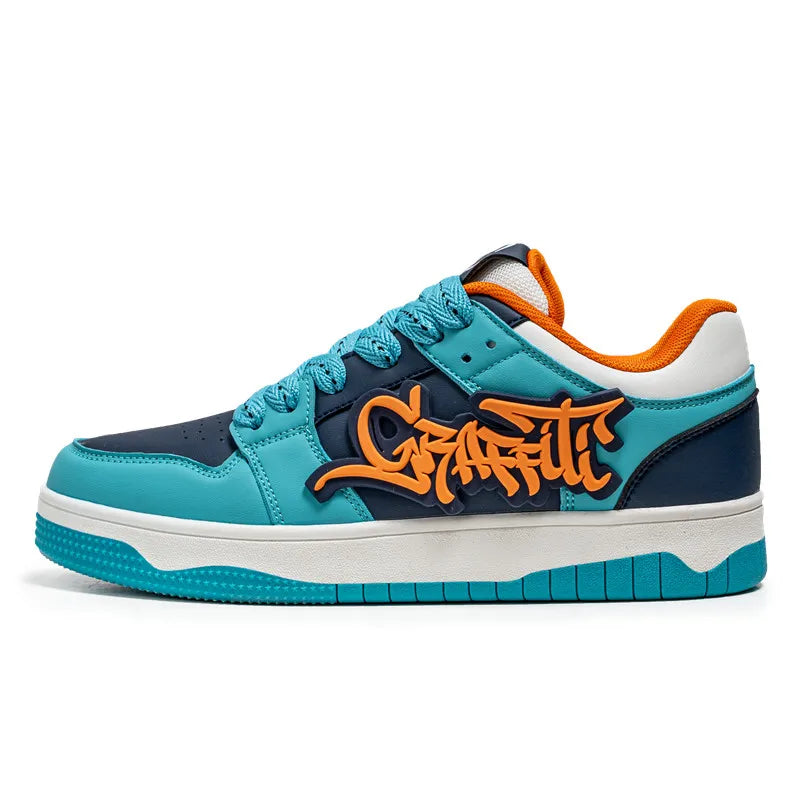 Baskets Skateboard Homme Bleu — Streetwear Hip-Hop Plateforme
