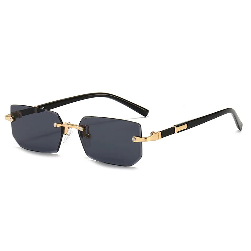 Rimless Rectangular Sunglasses for Men and Women, Popular Shades, Small Square Sunglasses, Summer Travel Fashion