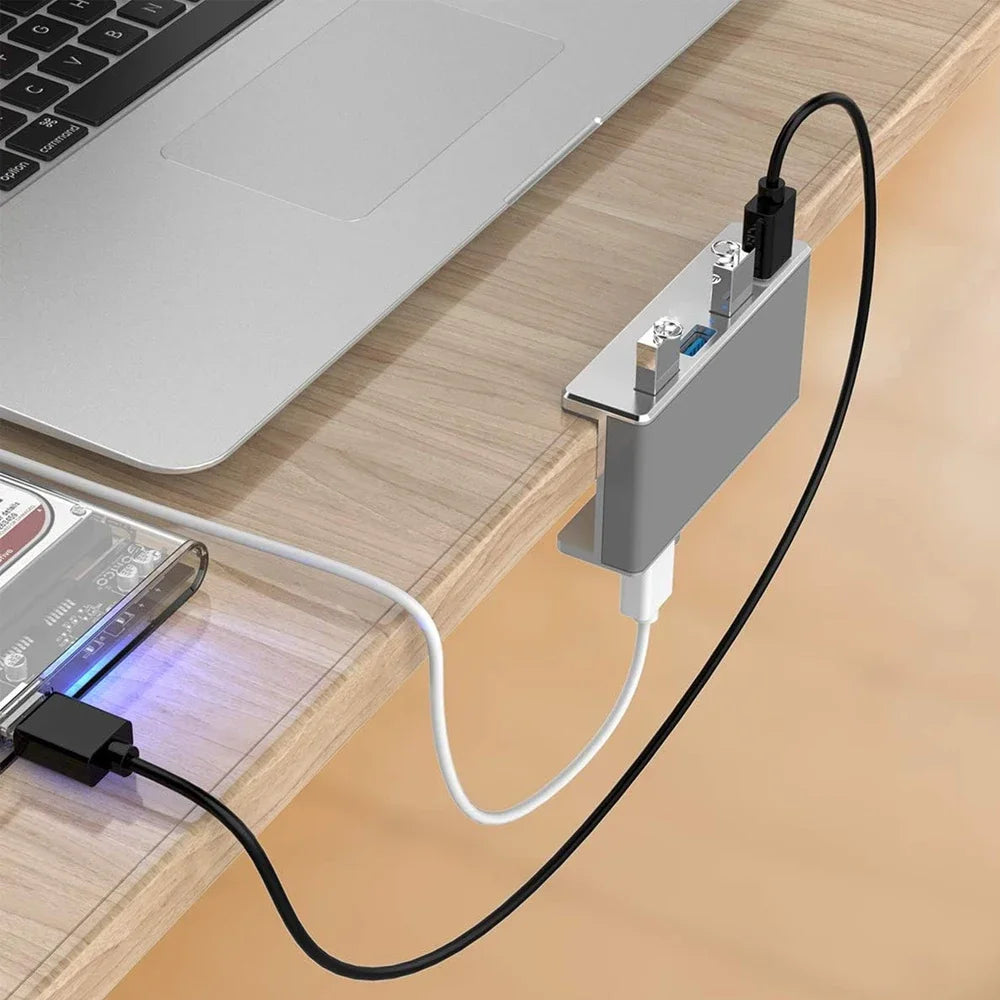 Hub USB 10 Gbps — adaptateur séparateur USB 3.2/3.0/2.0, station d'accueil multi-clips, bureau