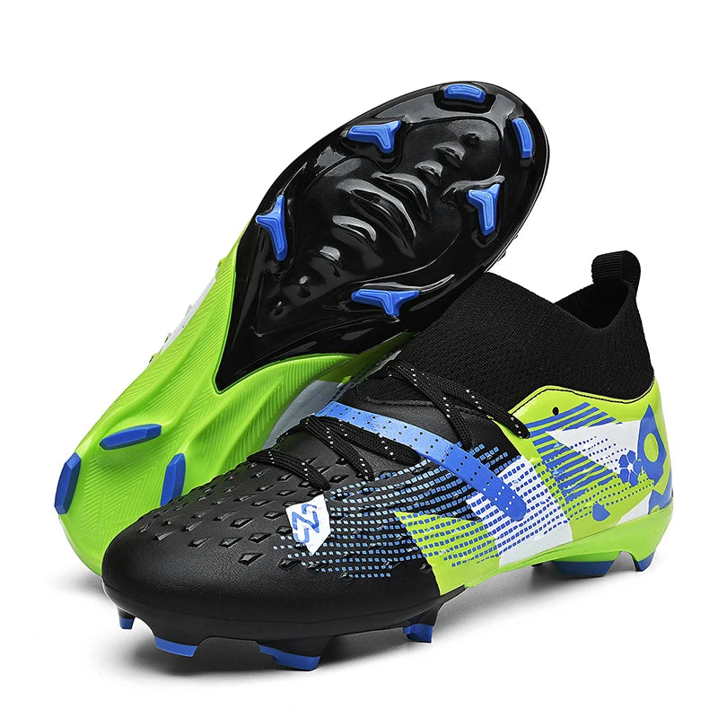 qztzx Chaussures de Football FG & Futsal Homme Cuir Verni Montantes — Ultra-légères, Professionnel EU 32–48