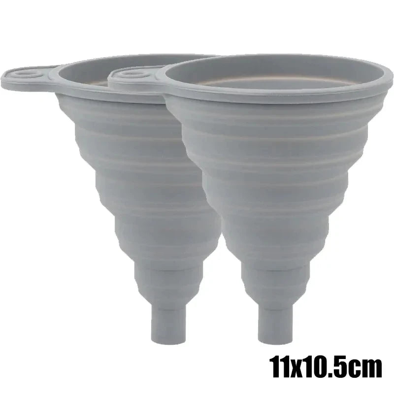 Embudo plegable de silicona para motor de coche, 2 piezas, líquido de lavado, cambio de líquido, portátil, cambio de