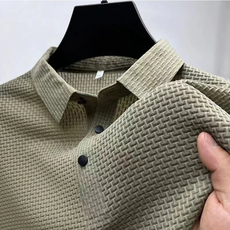 Polo Affaires Fleur d’Os Couleur Unie Homme — Respirant Confortable Été