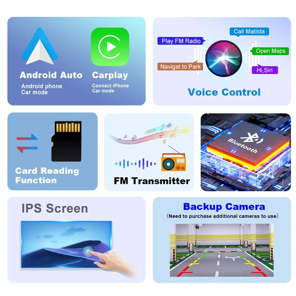 7-inch Portable Touchscreen IPS CarPlay Android Auto Car Stereo Multimedia Video Player GPS Navigation Wifi Backup Camera