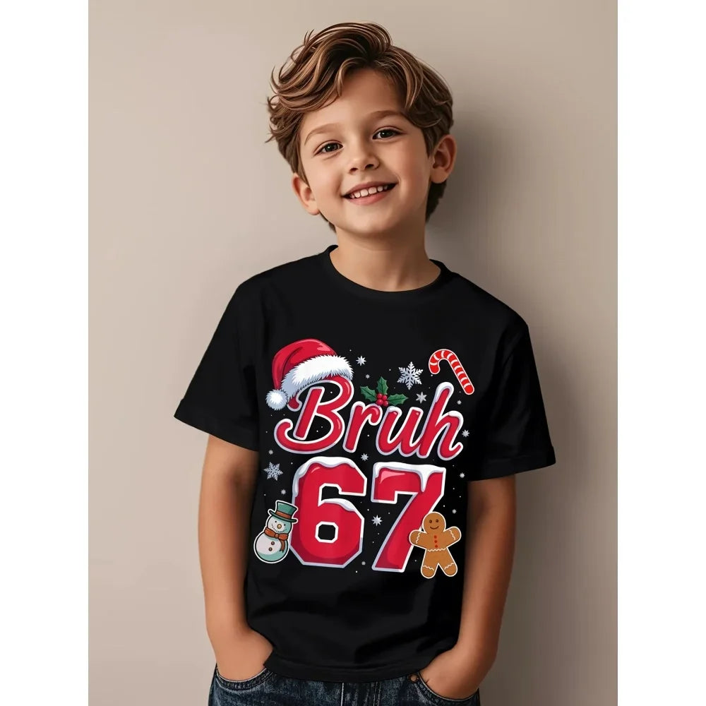 Nouveau T-shirt d'été 2026 pour garçons, motif 'Brain Rot 67 Six Seven' drôle, thème gamer et meme, pour parents et enfants, 6-7 ans, style Y2K