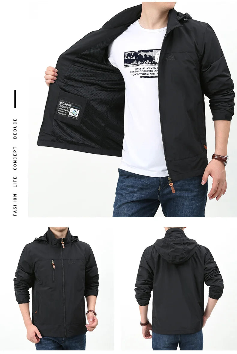 Vestes coupe-vent imperméables pour hommes et femmes, veste tactique décontractée pour randonnée, multi-poches, à capuche, pour la pêche