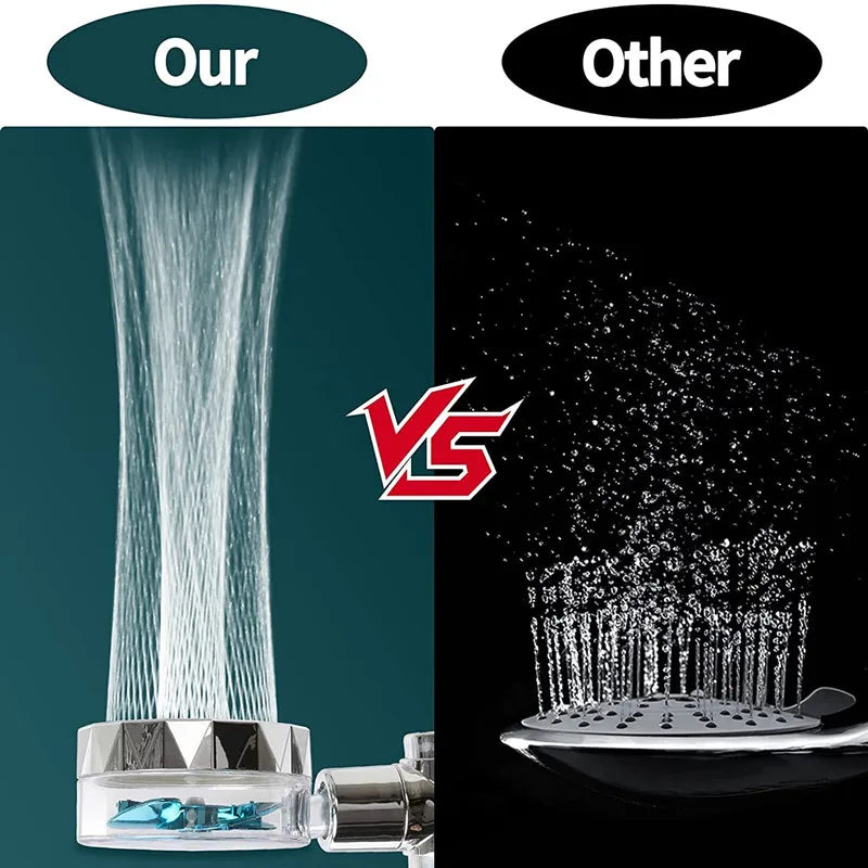 Pommeau de douche avec ventilateur Turbo, Rotation à 360 degrés, haute pression, économie d'eau, Spray réglable, filtres, accessoires de salle de bains