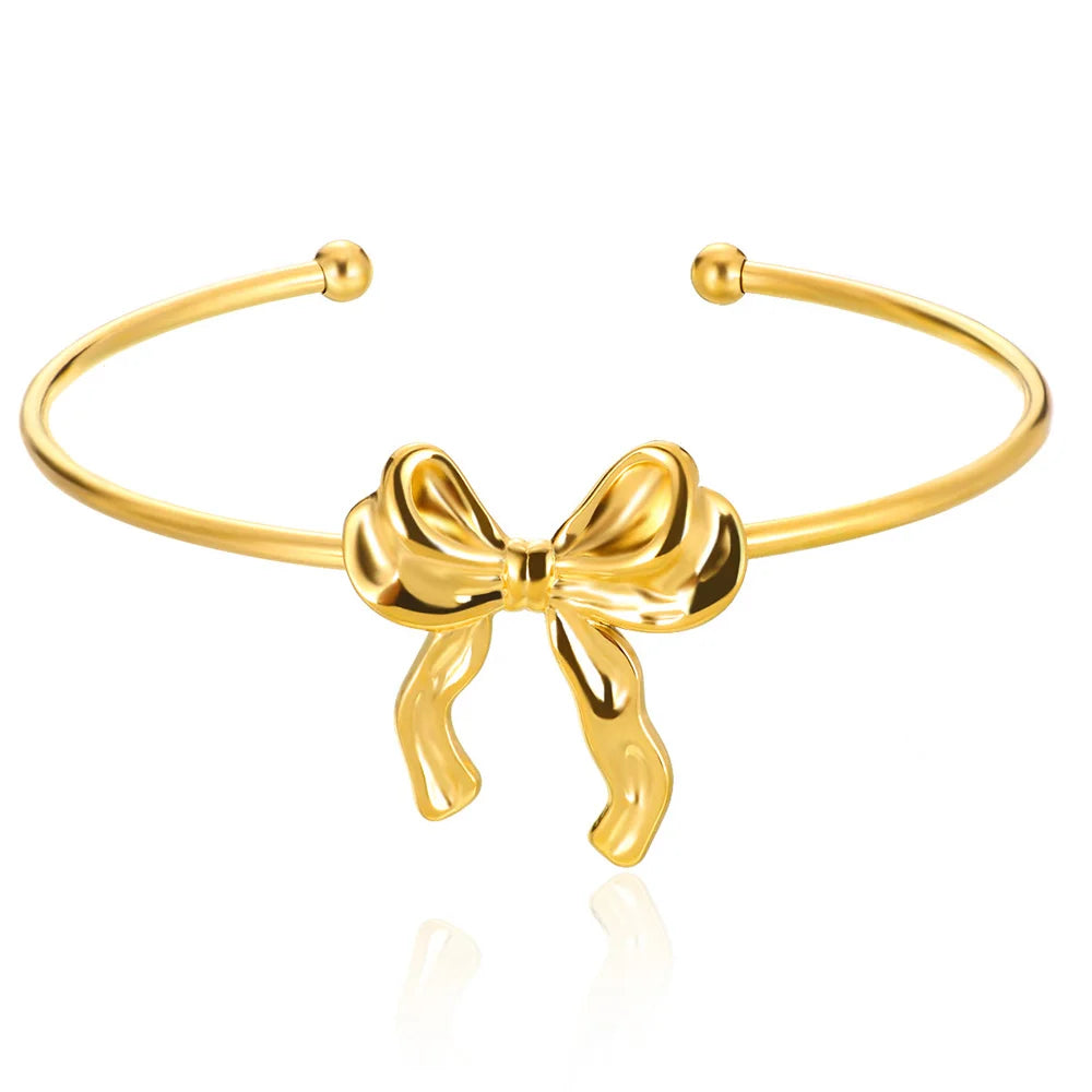 Bracelets d'ouverture à motif de bosse classique exquis pour femmes, manchette, couleur or, acier inoxydable, ornement à main, cadeau