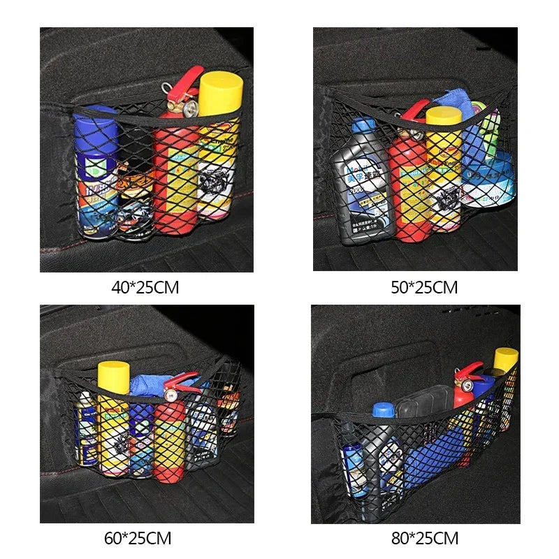 Red elástica para coche, mágica, artificial, autoadhesiva, universal, bolsa de almacenamiento para asiento trasero