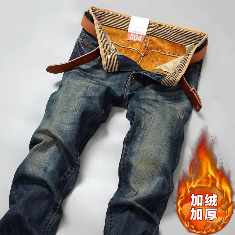 Jean Décontracté Ample Homme Vintage — Droit Trou Tout-Match Automne Hiver