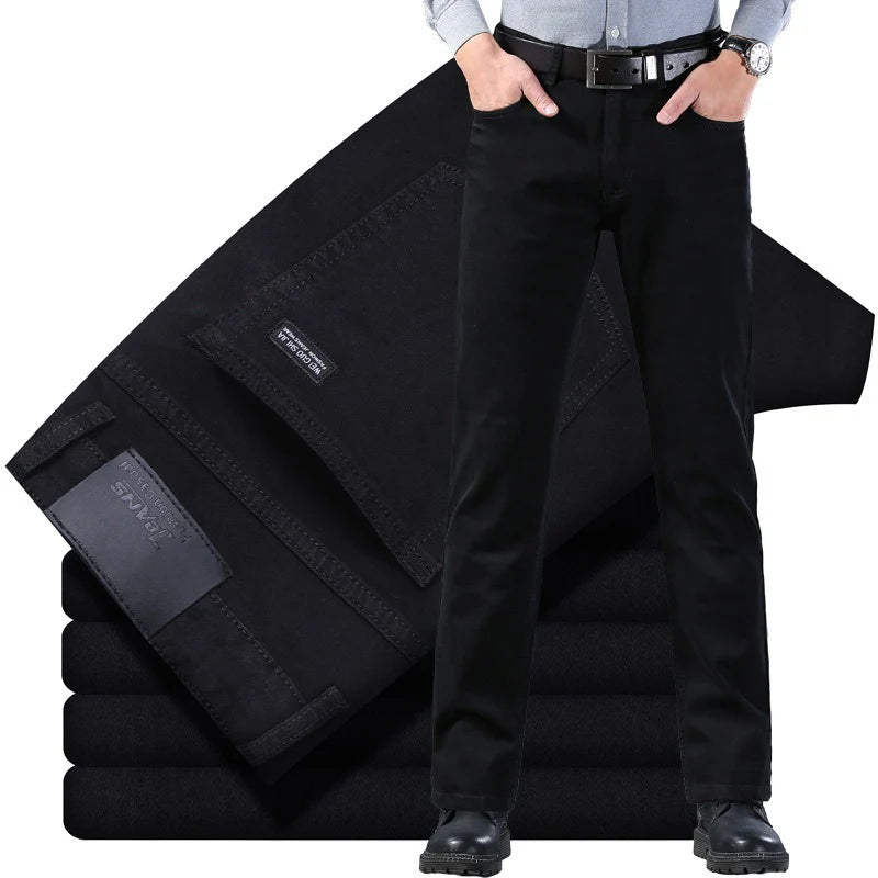 Jean Homme Stretch Noir — Biker Denim Coupe Ajustée Salopette