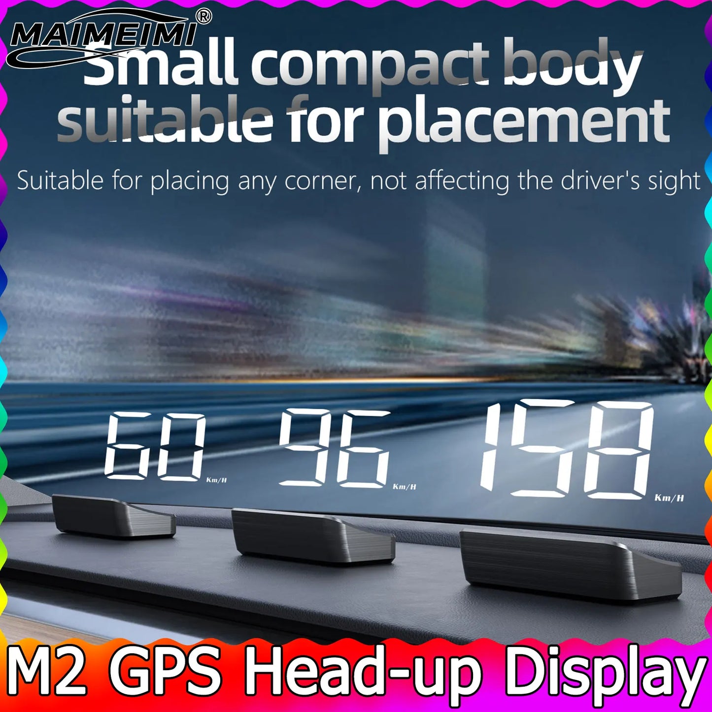 Velocímetro universal KMH M2 GPS HUD Pantalla frontal para coche Cable USB Plug & Play Sistema de doble satélite GPS y Beidou