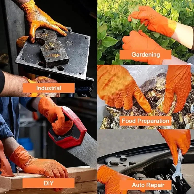Gants en Nitrile épais 8mil, 30/50 pièces, gants jetables industriels avec texture diamant, sans Latex, gants de mécanicien robustes pour automobile