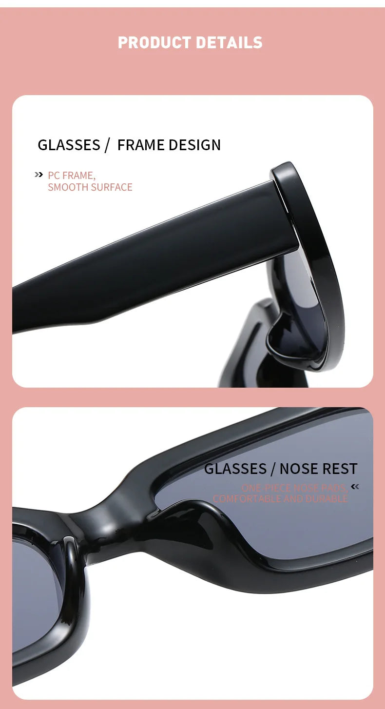 Lunettes de soleil carrées rétro vintage — petites, rectangulaires, voyage, femme