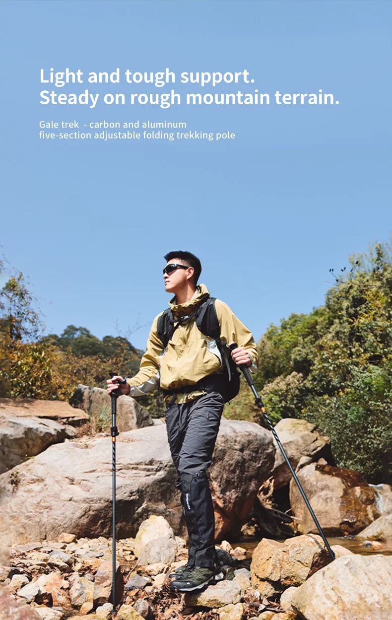 Naturehike – bâtons d'escalade ultralégers, pliables, pour l'extérieur, en Fiber de carbone, à verrouillage rapide