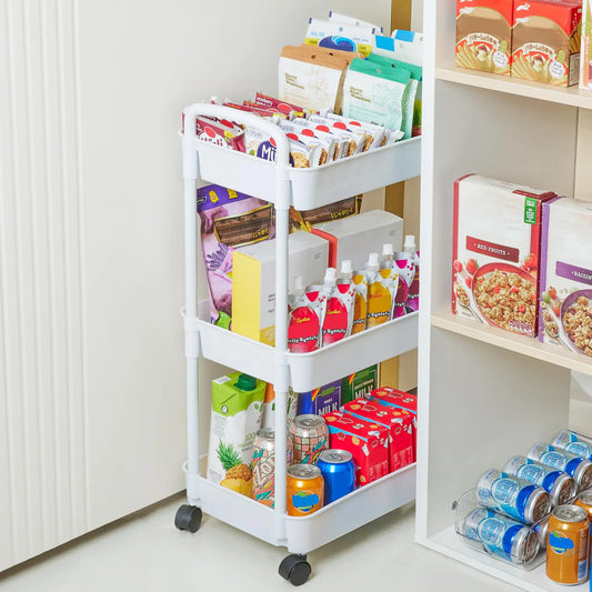 Chariot utilitaire roulant en plastique avec poignée, chariot de rangement pour bureau, salon, cuisine, évaluation de stockage mobile avec roue