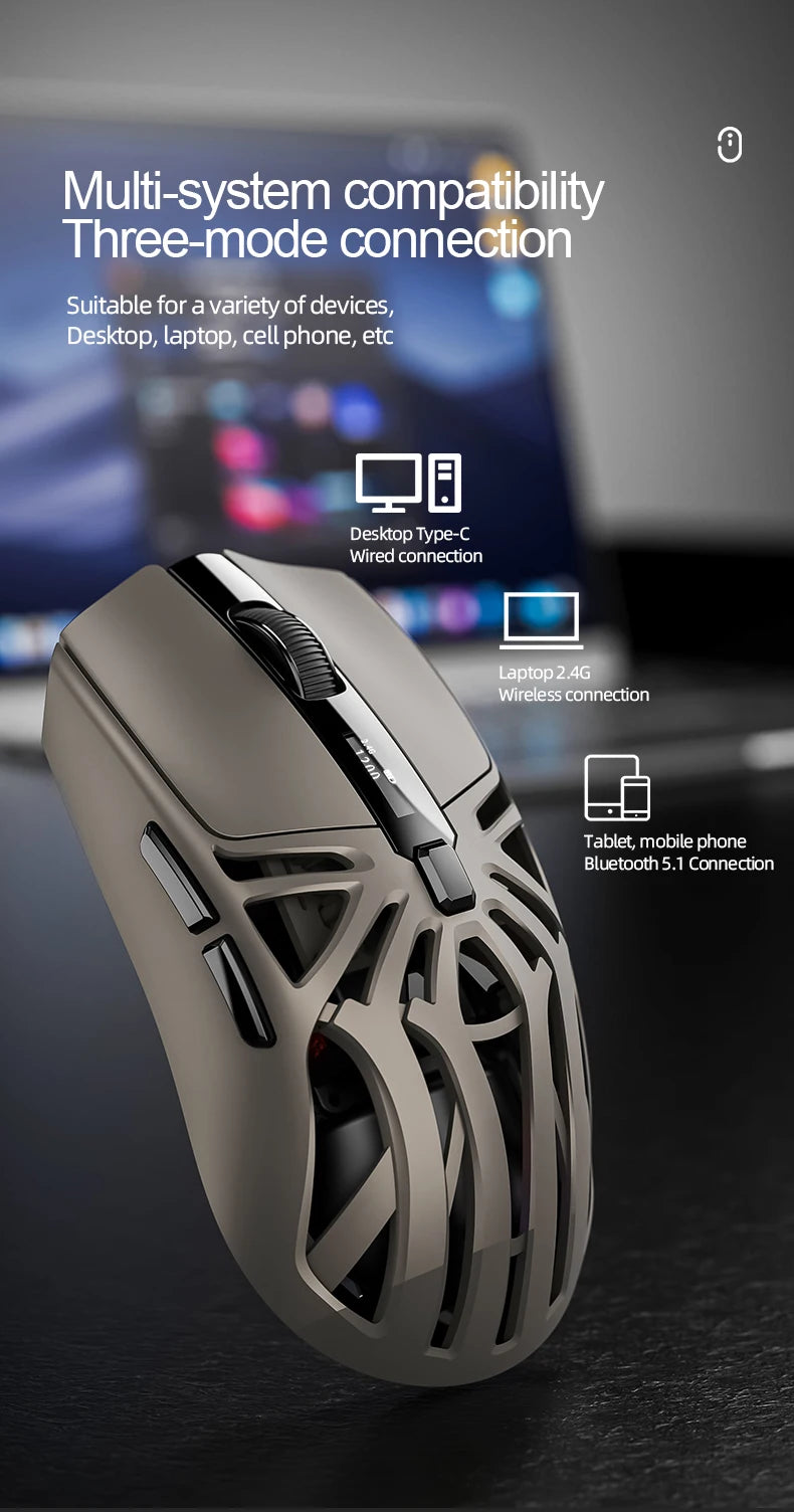 SmailWolf RS8 Bluetooth sans fil 2.4g souris de jeu triple mode léger e-sports jeu 1K taux de retour 10000DPI ordinateur
