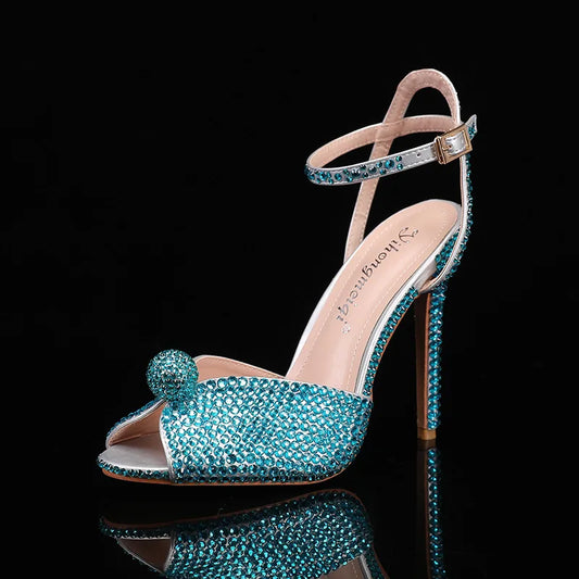Women's High Heels Wedding Shoes Peep Toe Sandals Pearl Studs White Designer Luxury High Quality Fashion 43