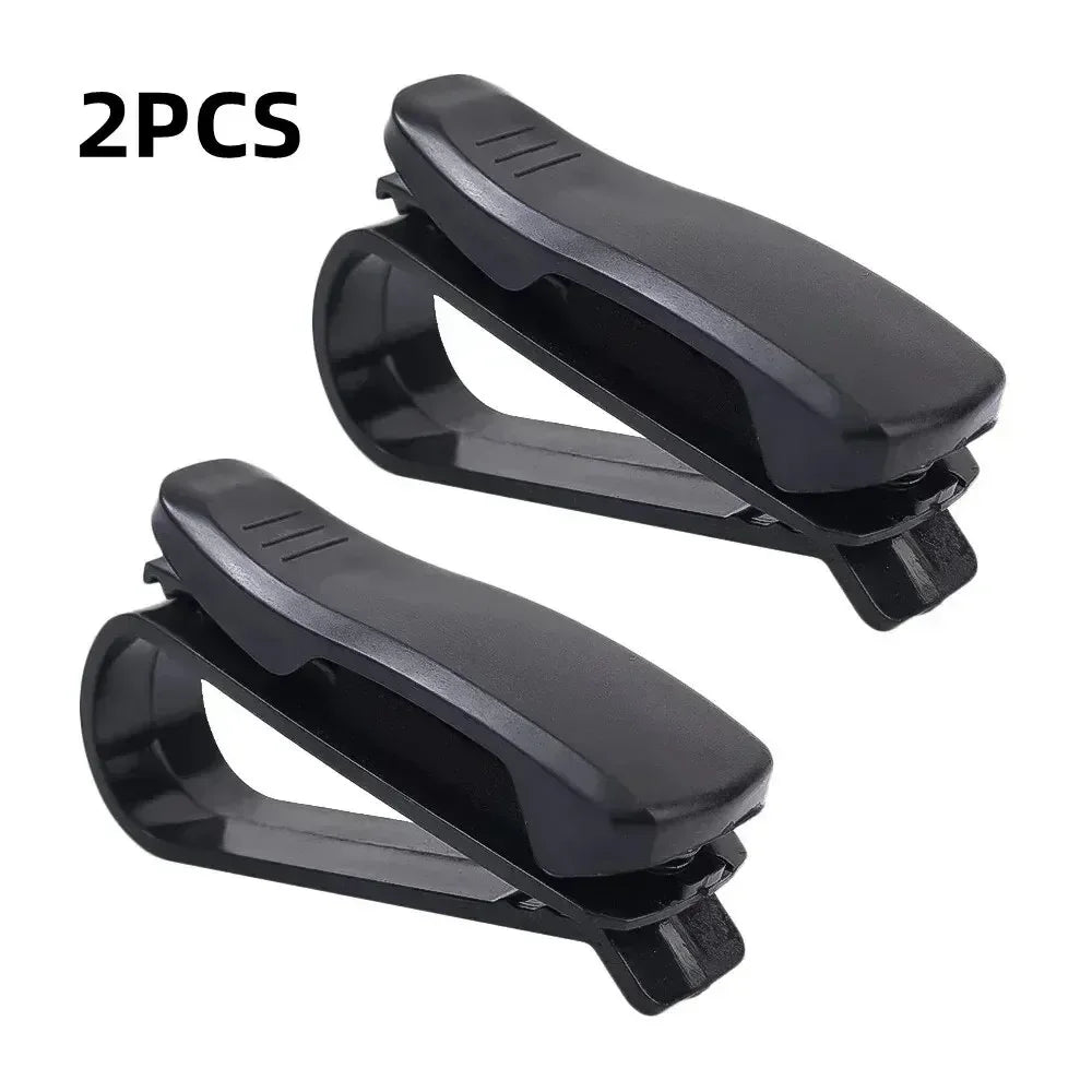 2 pièces universelles pour voiture, pare-soleil, boîte à lunettes, pince à lunettes de soleil, porte-carte, attache stylo, étui à lunettes