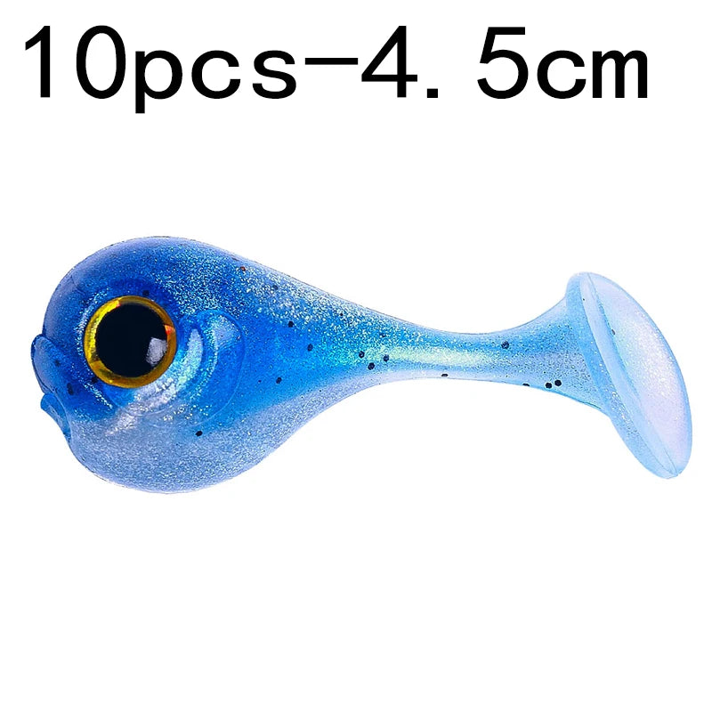 Leurre souple en silicone 4,5 cm avec queue en T — nageur, pêche carpe, black-bass, brochet