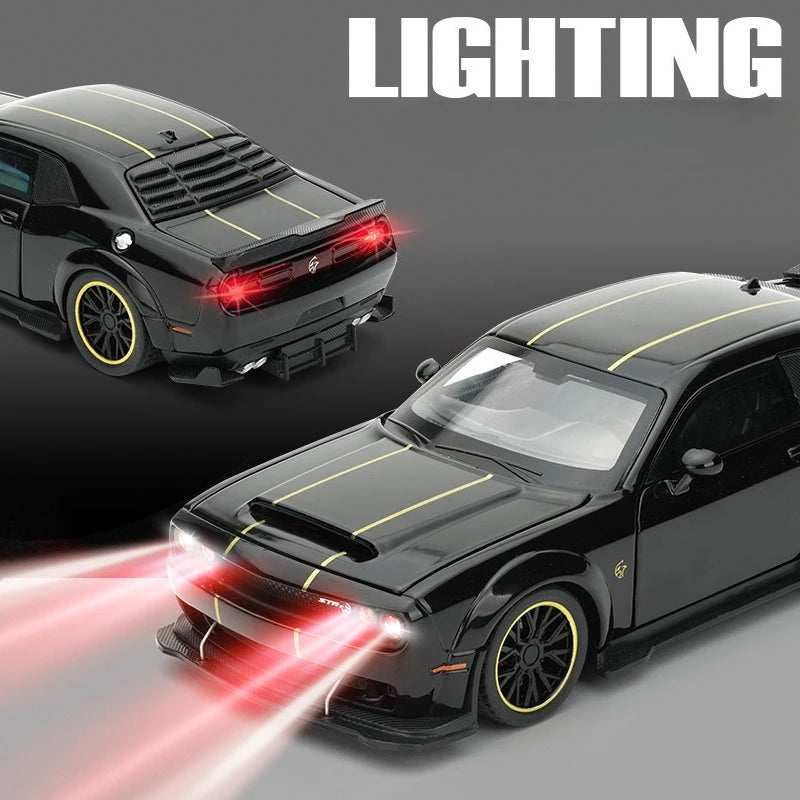 Modèle de muscle car américain 1:32 avec son et lumière — rétrofriction, collection miniature, cadeau garçon