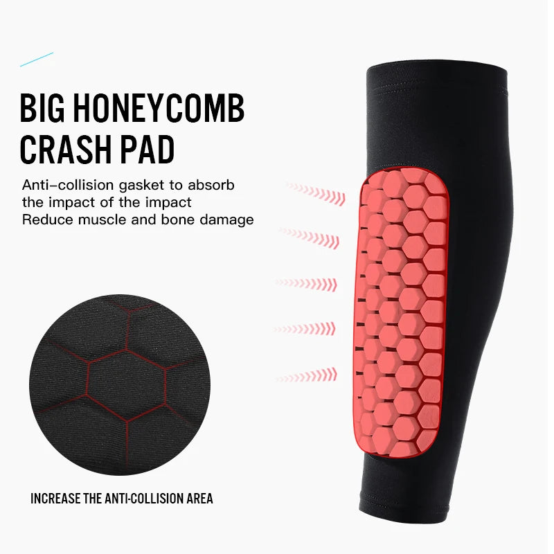 Manchon de Compression Mollet Football — Protège-Tibia Mousse & Coussin Nid d’Abeille