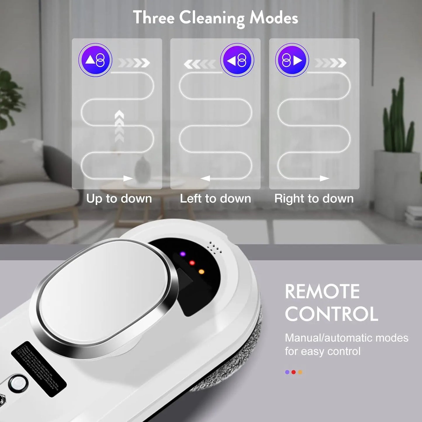 Robot nettoyeur de vitres intelligent — aspirateur, électrique, télécommande, maison (v2)
