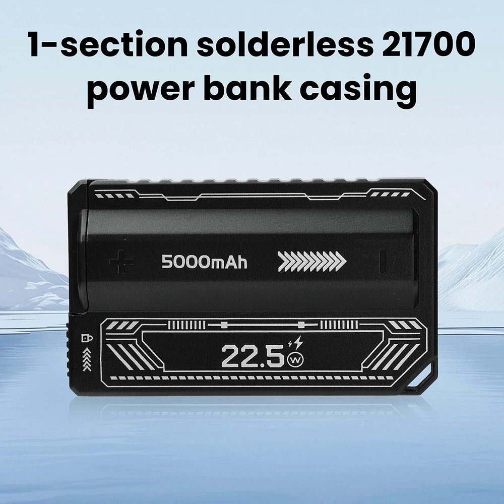 Boîtier de batterie externe 21700 PD 20W, charge rapide, câble intégré, batterie externe détachable, boîtier de batterie DIY (sans batterie)