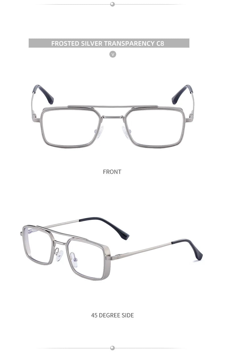 Lunettes de soleil carrées Steampunk hommes et femmes — punk, rétro, mode, vintage, 2025