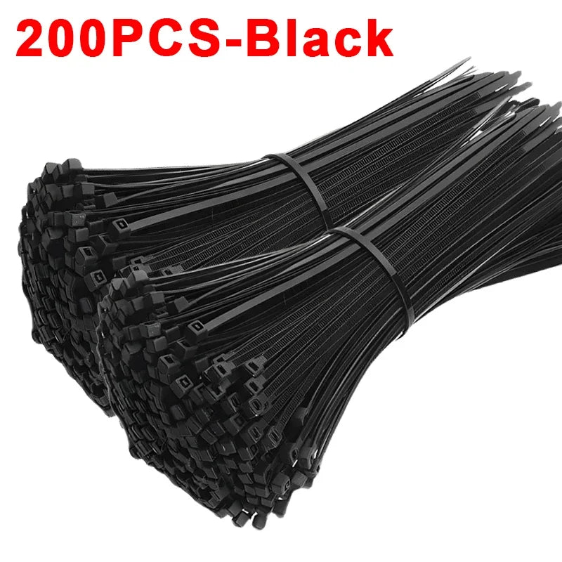 Self-locking Adjustable Nylon Cable Ties, Fastening Buckle, Reusable Plastic Metal Ties for Office and Home