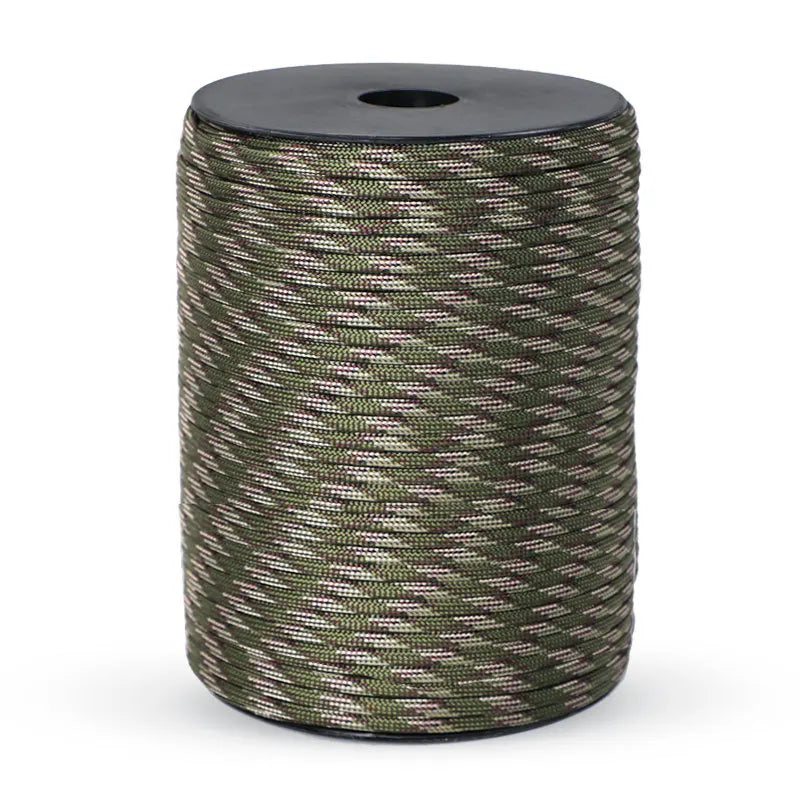 Cordon de parachute militaire standard 550 de 100M/50M, 9 brins, 4mm, pour survie en extérieur, tente et sangle de fixation