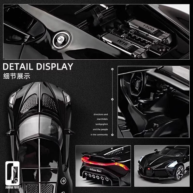 Modelo de coche de aleación a escala 1:32, juguetes Bugatti La Voiture Noire, modelo de coche deportivo de metal fundido a presión, vehículos, modelos, regalos para niños, colección