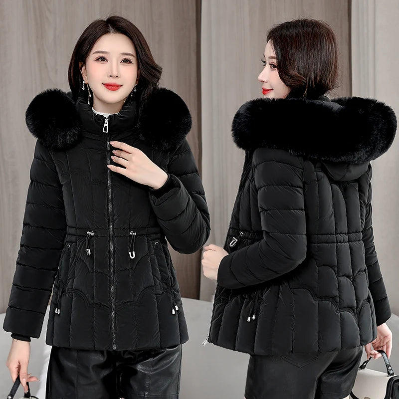 Doudoune femmes Parkas hiver 2025 — chaud, coton rembourré, manteau court à capuche