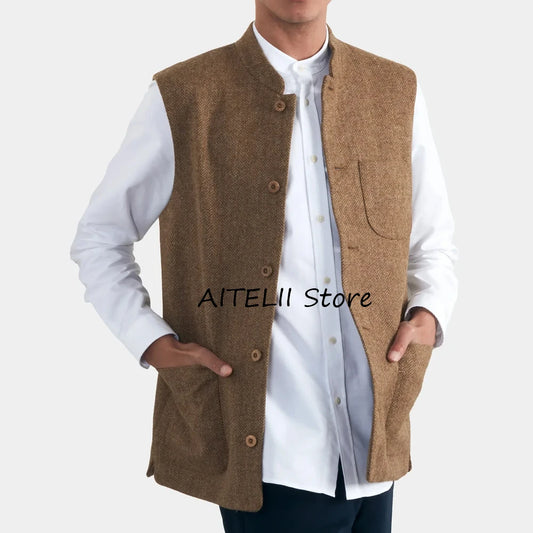 Chaleco de espiga elegante para hombre, chalecos para hombre, chaleco de vestir, olímpicos de trabajo casual