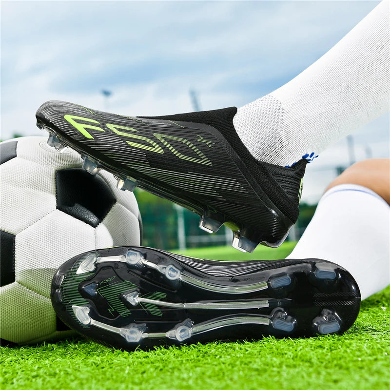 Chaussures de Football Tige Haute Crampons Longs — Futsal & Gazon Professionnel