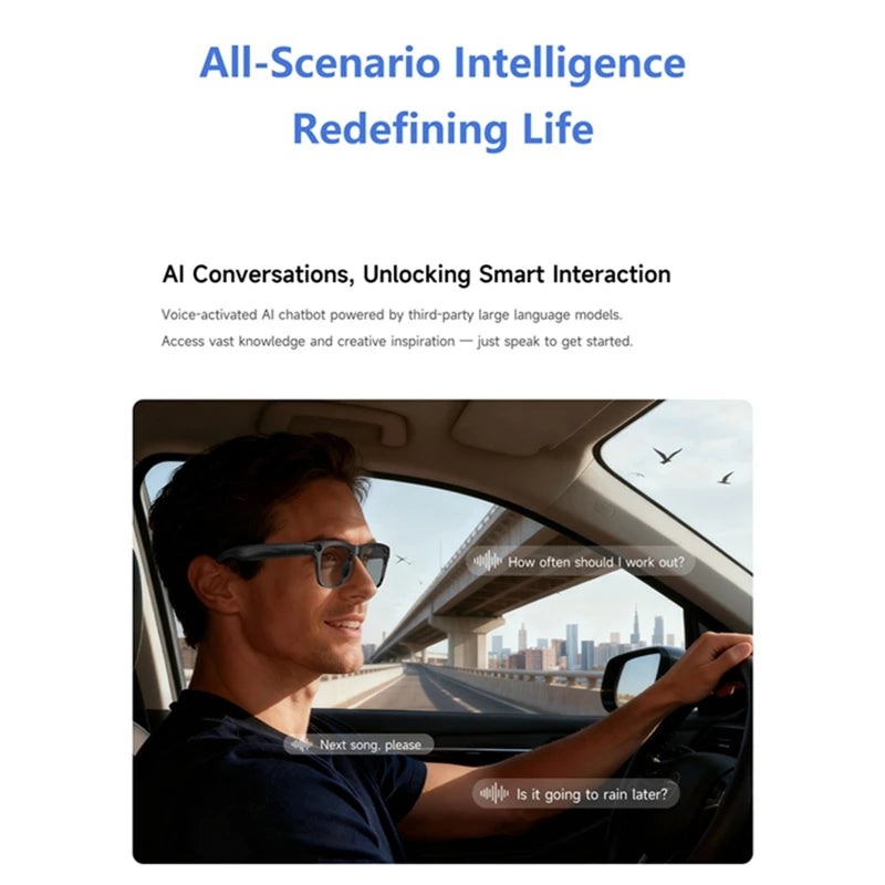 Gafas de sol inteligentes Lenovo AI ChatGpt Bluetooth Táctiles Deportivas con cámara de 800mp Llamada Bluetooth Reproductor de música para iPhone NUEVO