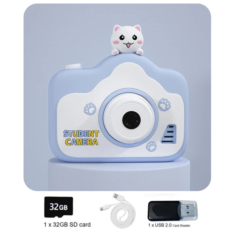 Super mignon enfants caméra enfants jouet éducatif enfants bébé anniversaire appareil photo numérique 1080P caméra vidéo avec cadeau gratuit pour fille