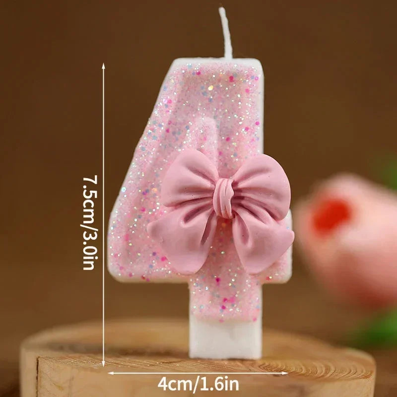 New number cake candle pink glitter birthday candle 1 2 3 4 5 6 7 8 9 3D number candle cake topper birthday party cake decor